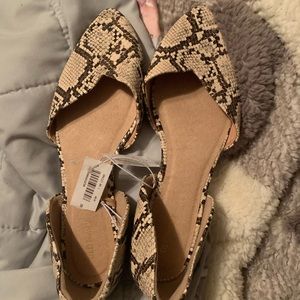 Faux snakeskin flats